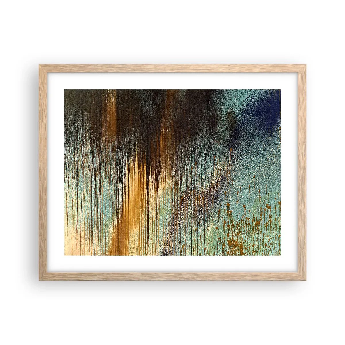 Een poster in een licht eiken lijst - Een niet toevallig kleurrijke compositie - 50x40 cm