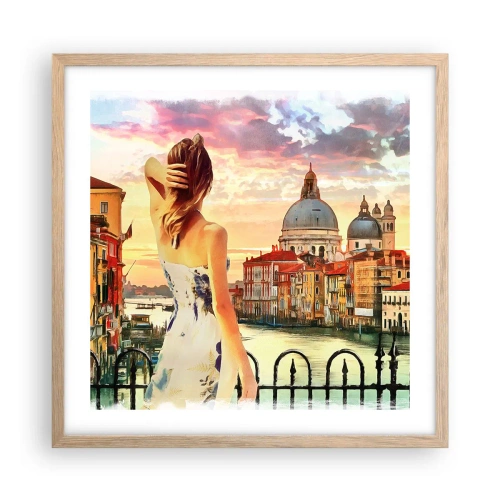 Een poster in een licht eiken lijst - Als een avontuur alleen in ... - 50x50 cm