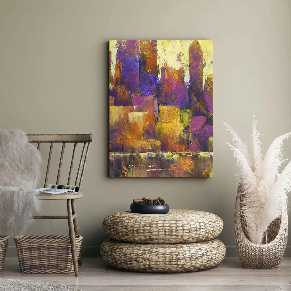 Schilderen op canvas - Metropolitan compositie - 55x100 cm