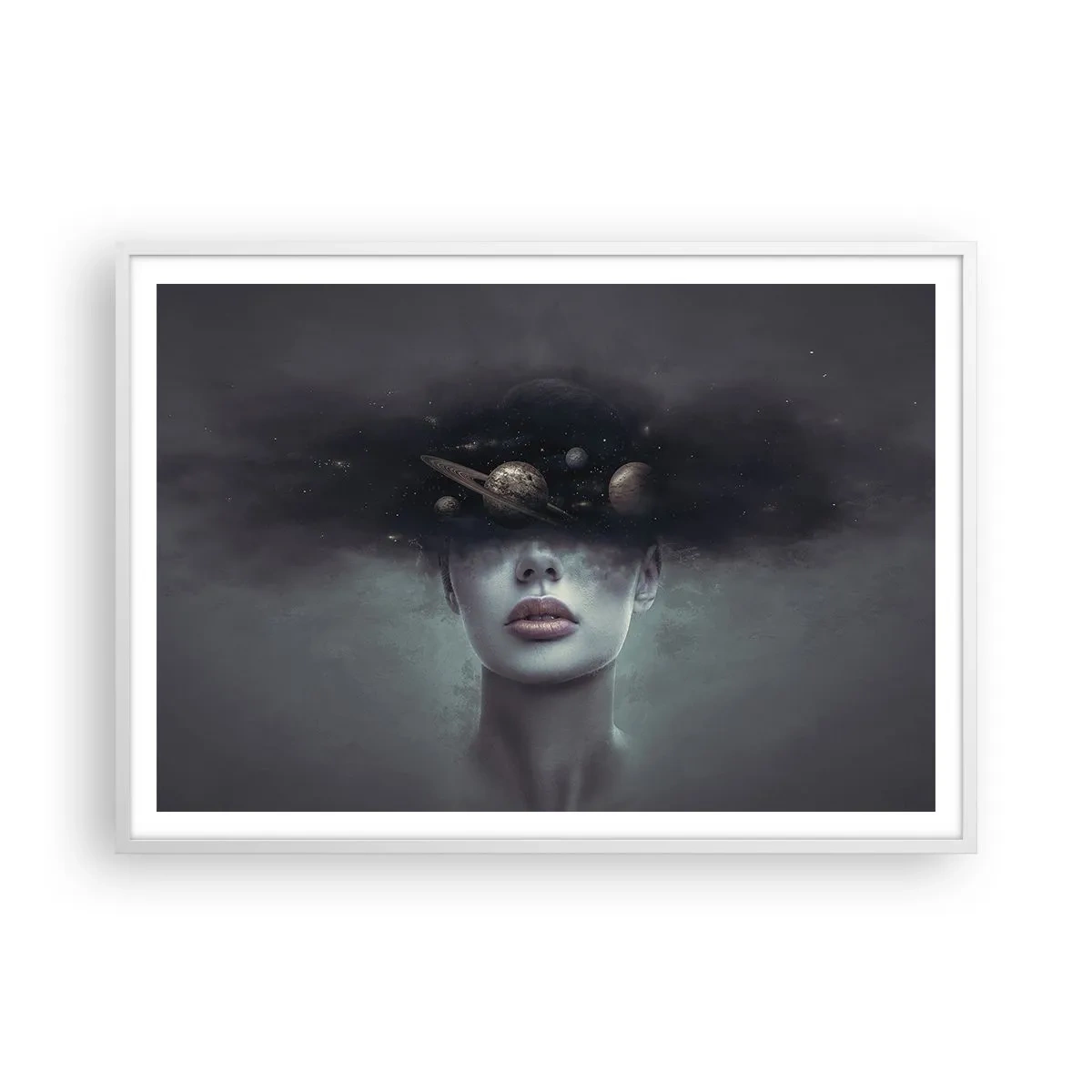 Poster in een witte lijst - En de planeten worden gek... - 100x70 cm