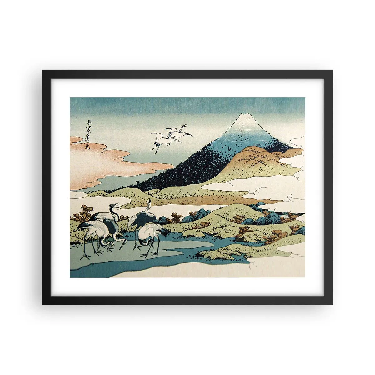 Poster in een zwarte lijst - In de Japanse geest - 50x40 cm