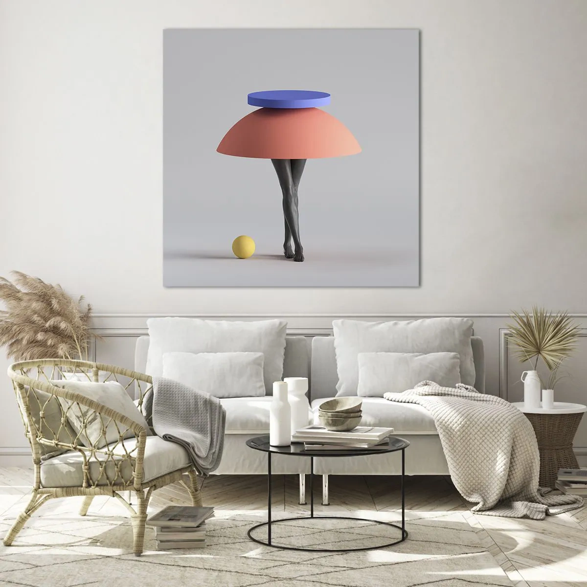 Schilderen op glas - Surrealistische compositie - 70x70 cm