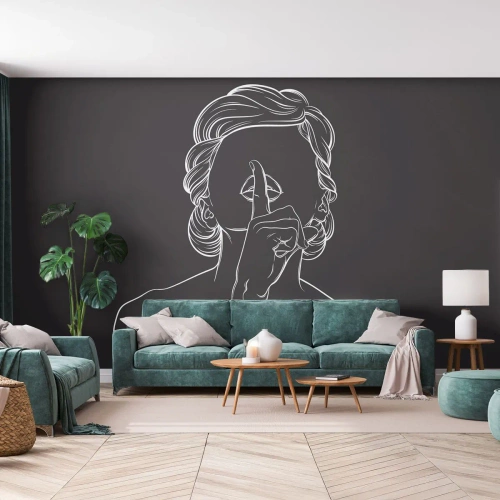 Fotobehang Premium Canvas - Schoonheid bloeit in stilte - Vrouw, Tekening, Lijn - 250x175 cm