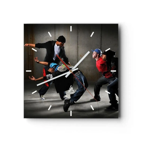 Wandklok - Klok - Dansend met de straatwind - 40x40 cm