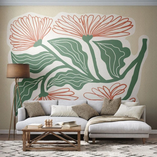 Fotobehang Standard Eco - Folk en modern - Boho, Bloemen, Minimalisme - 150x105 cm