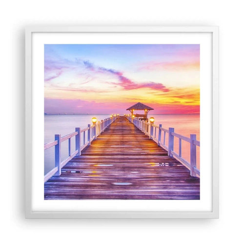 Poster in een witte lijst - De lila-gouden stilte van de avond - 50x50 cm