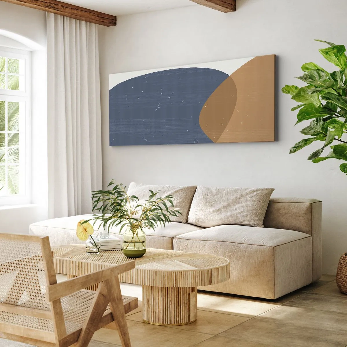 Schilderen op canvas - Ovalen en invloeden - 100x40 cm