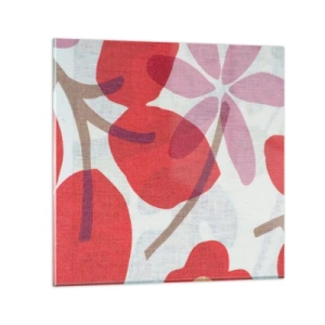 Schilderen op glas - Bloemstuk in roze - 40x40 cm
