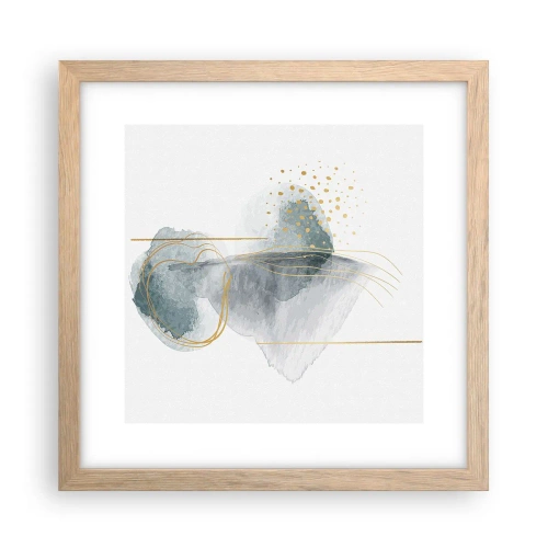 Een poster in een licht eiken lijst - Over de relatie tussen grijs en goud - 30x30 cm