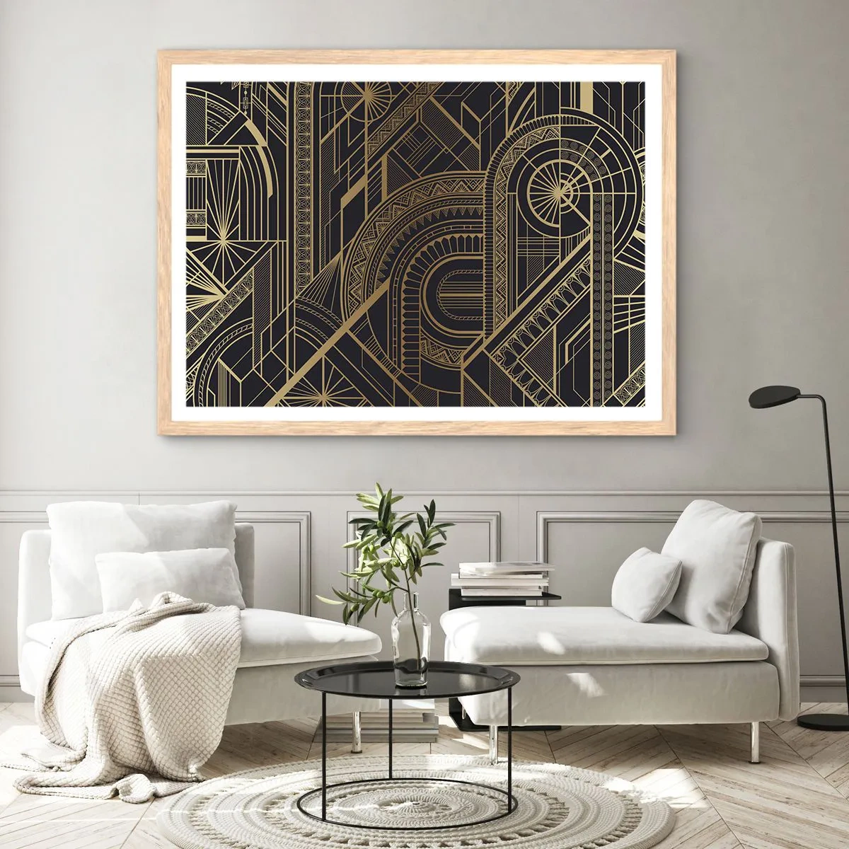 Een poster in een licht eiken lijst - Concepten, ideeën, plannen - 100x70 cm