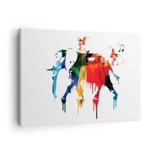 Schilderen op canvas - Kleurrijke olifant met vlinders in een moderne geometrische stijl - 70x50cm - Iedereen kan dansen - Moderne wanddecoratie voor woonkamer en slaapkamer ARTTOR
