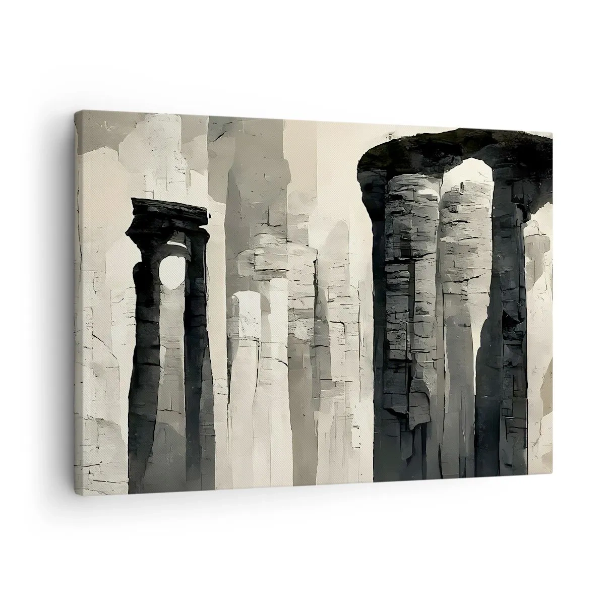 Schilderen op canvas - Historische zuilen in een sfeervolle monochrome setting - 70x50cm - De majesteit van de oudheid - Moderne wanddecoratie voor woonkamer en slaapkamer ARTTOR