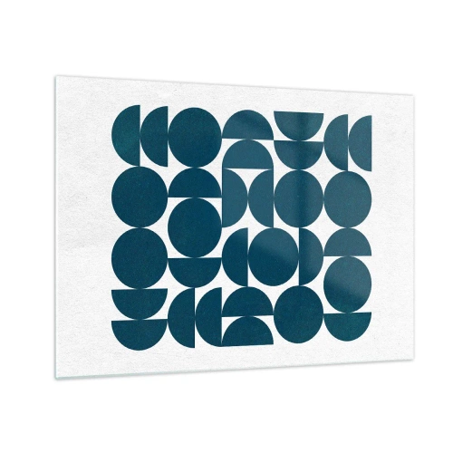 Schilderen op glas - Een moderne compositie van marineblauwe cirkels en halve cirkels - 70x50cm - Cirkels en halfcirkels - Moderne wanddecoratie voor woonkamer en slaapkamer ARTTOR