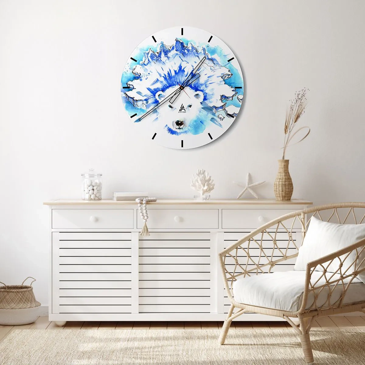 Wandklok - Klok - De koning van het Noordpoolgebied in een ijskroon - 30x30 cm