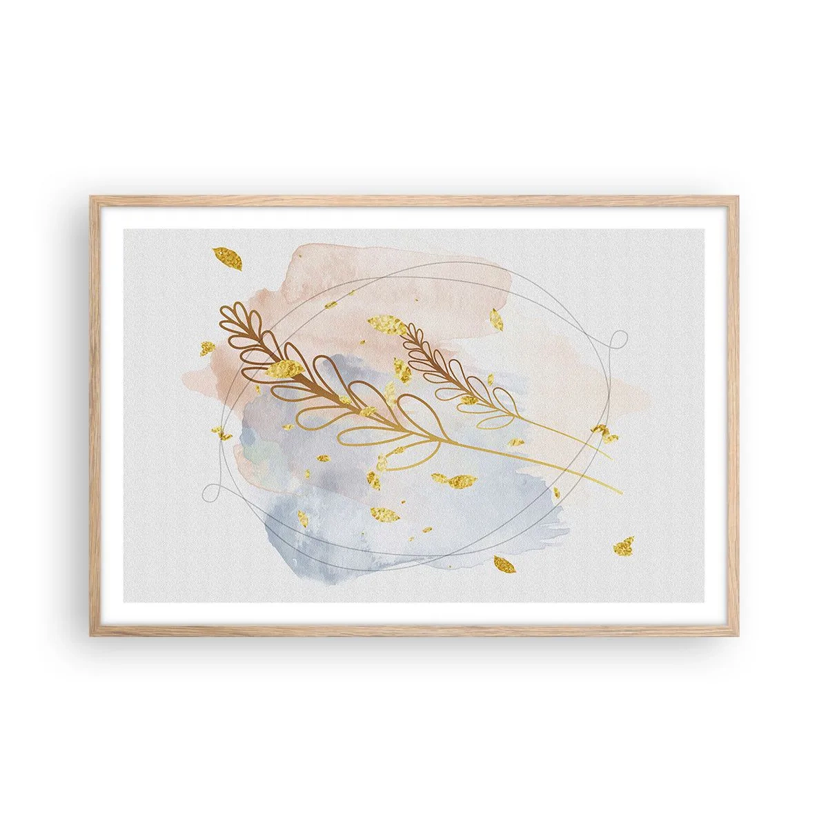 Een poster in een licht eiken lijst - Gouden explosie - 91x61 cm