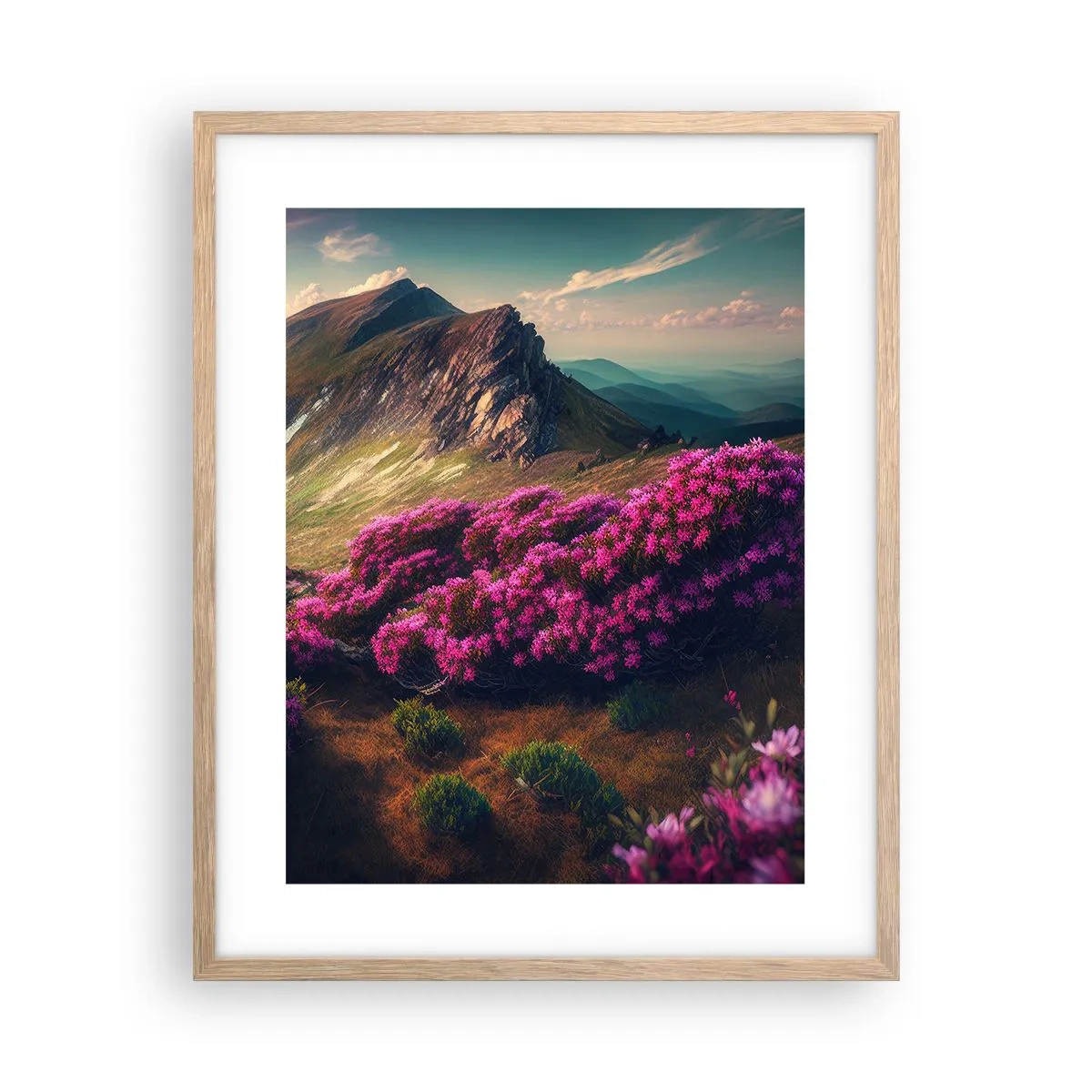 Een poster in een licht eiken lijst - Zomer in de bergen - 40x50 cm