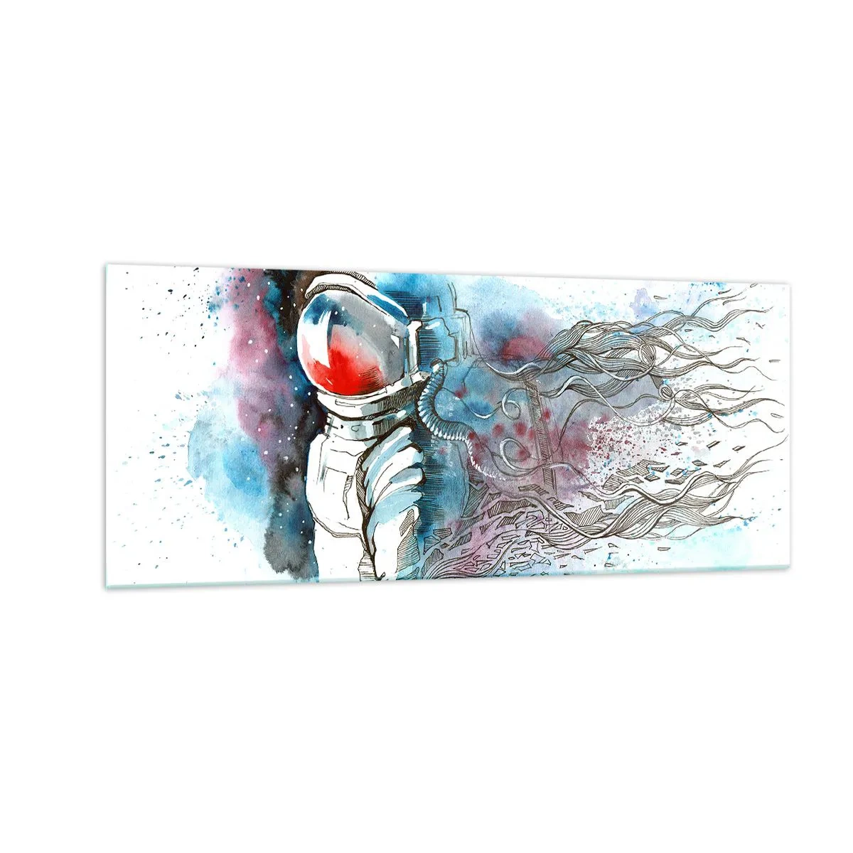 Schilderen op glas - Alleen met de kosmos - 100x40 cm