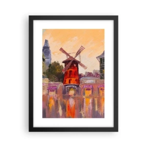 Poster in een zwarte lijst - Parijse iconen – Moulin Rouge - 30x40 cm