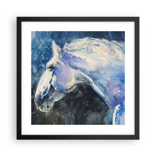 Poster in een zwarte lijst - Portret in een blauwe gloed - 40x40 cm