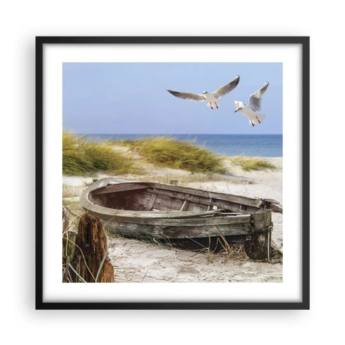 Poster in een zwarte lijst - Badend in de wind - 50x50 cm