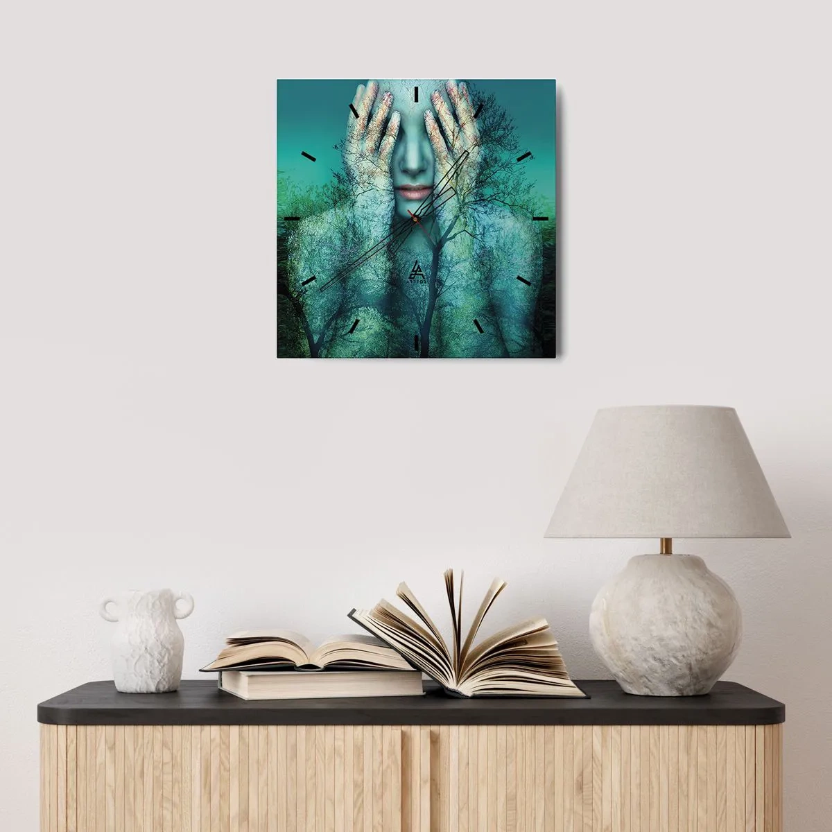 Wandklok - Klok - Ondergedompeld in blauw - 30x30 cm