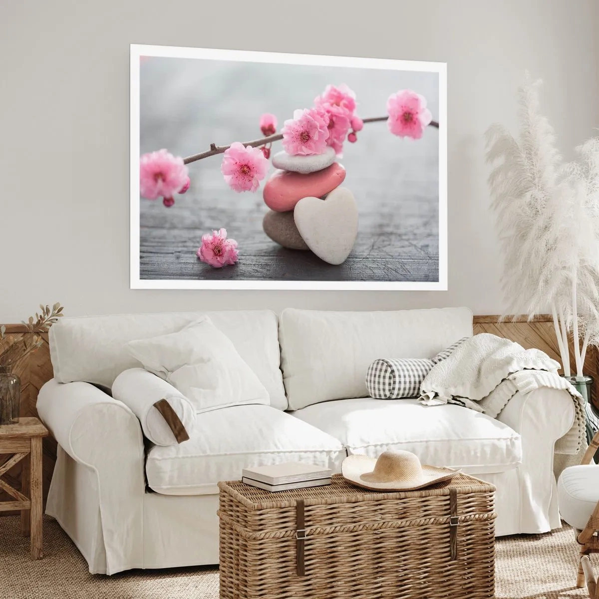 Poster - Gelukzaligheid met een kersenbloesem - 50x40 cm