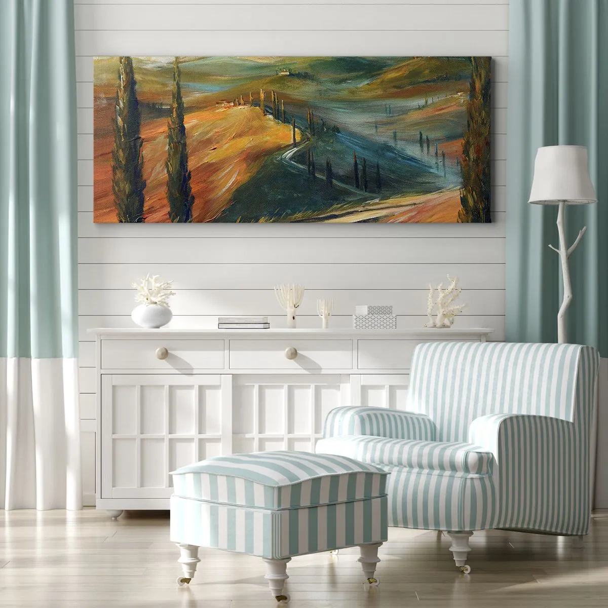 Schilderen op canvas - Toscaans landschap - 100x40 cm
