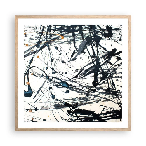 Een poster in een licht eiken lijst - Expressionistische abstractie - 60x60 cm