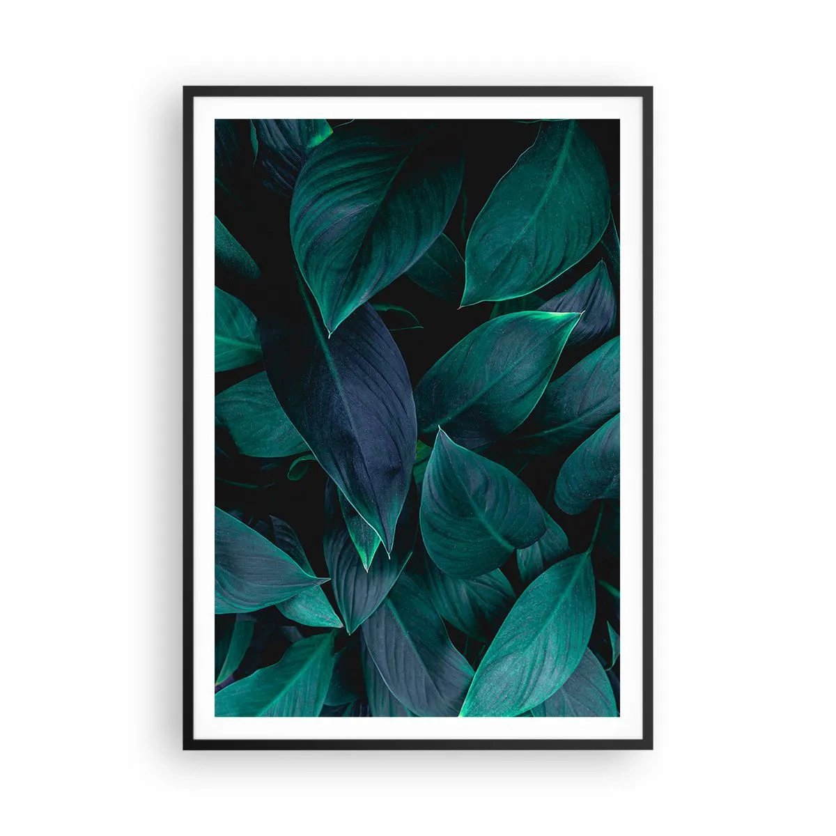 Poster in een zwarte lijst - Groen op zichzelf - 70x100 cm