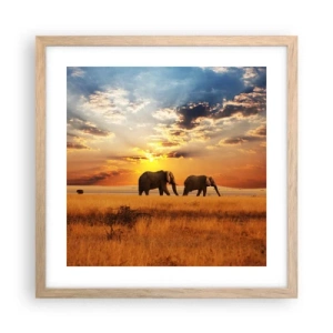Een poster in een licht eiken lijst - Familie wandeling - 40x40 cm