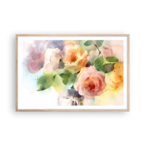Een poster in een licht eiken lijst - Delicaat als aquarel - 91x61 cm