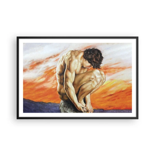 Poster in een zwarte lijst - Ondergedompeld in zichzelf - 91x61 cm