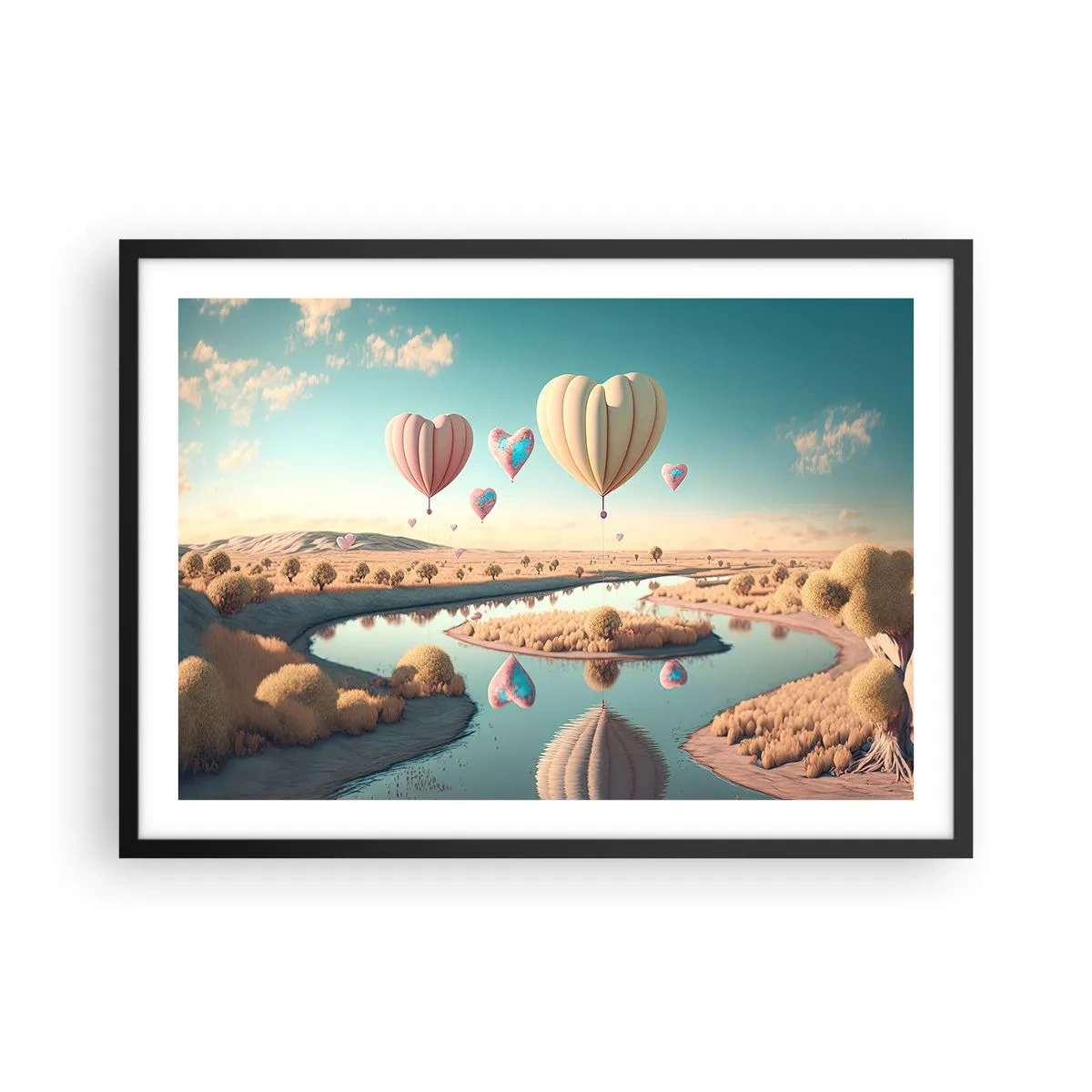 Poster in een zwarte lijst - Liefde laat je vliegen - 70x50 cm