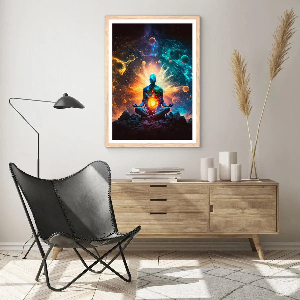 Een poster in een licht eiken lijst - Kosmische vrede - 50x70 cm