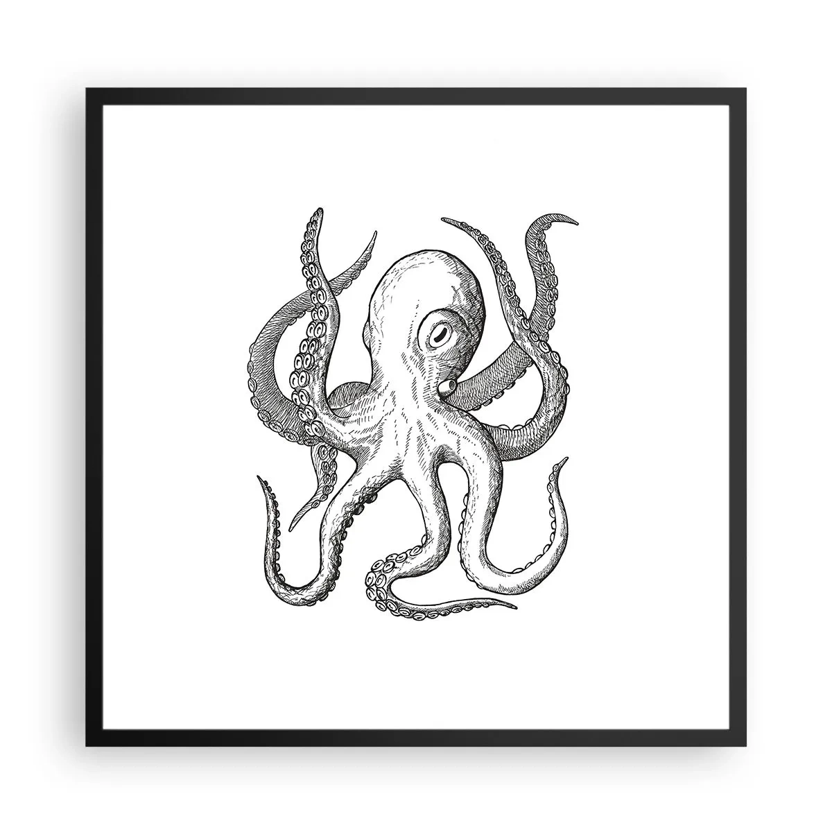 Poster in een zwarte lijst - Dansend met de golven - 60x60 cm