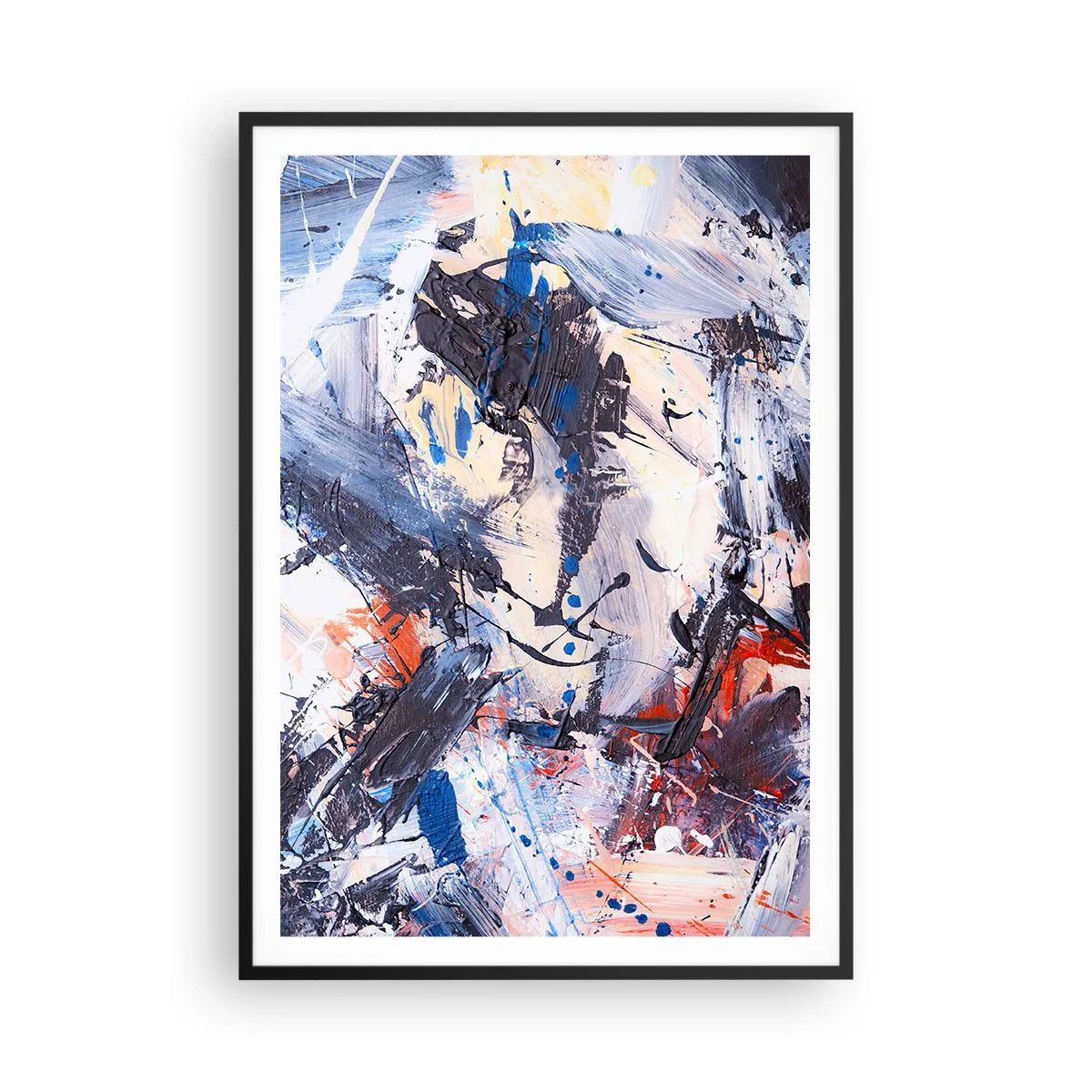 Poster in een zwarte lijst - Gekke dans van abstractie - 70x100 cm