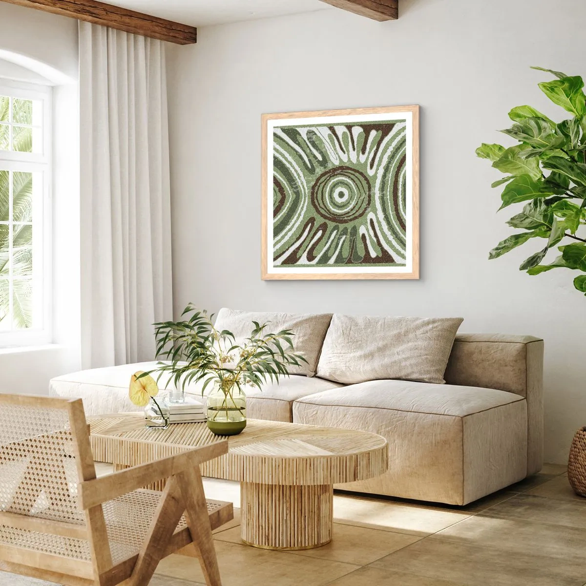 Een poster in een licht eiken lijst - Een explosie van emoties - 60x60 cm