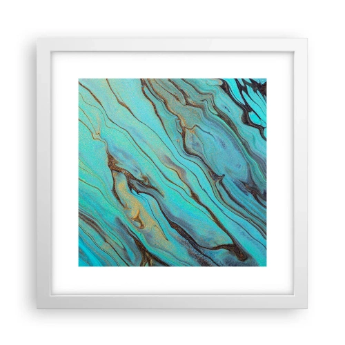 Poster in een witte lijst - Turquoise vloed - 30x30 cm