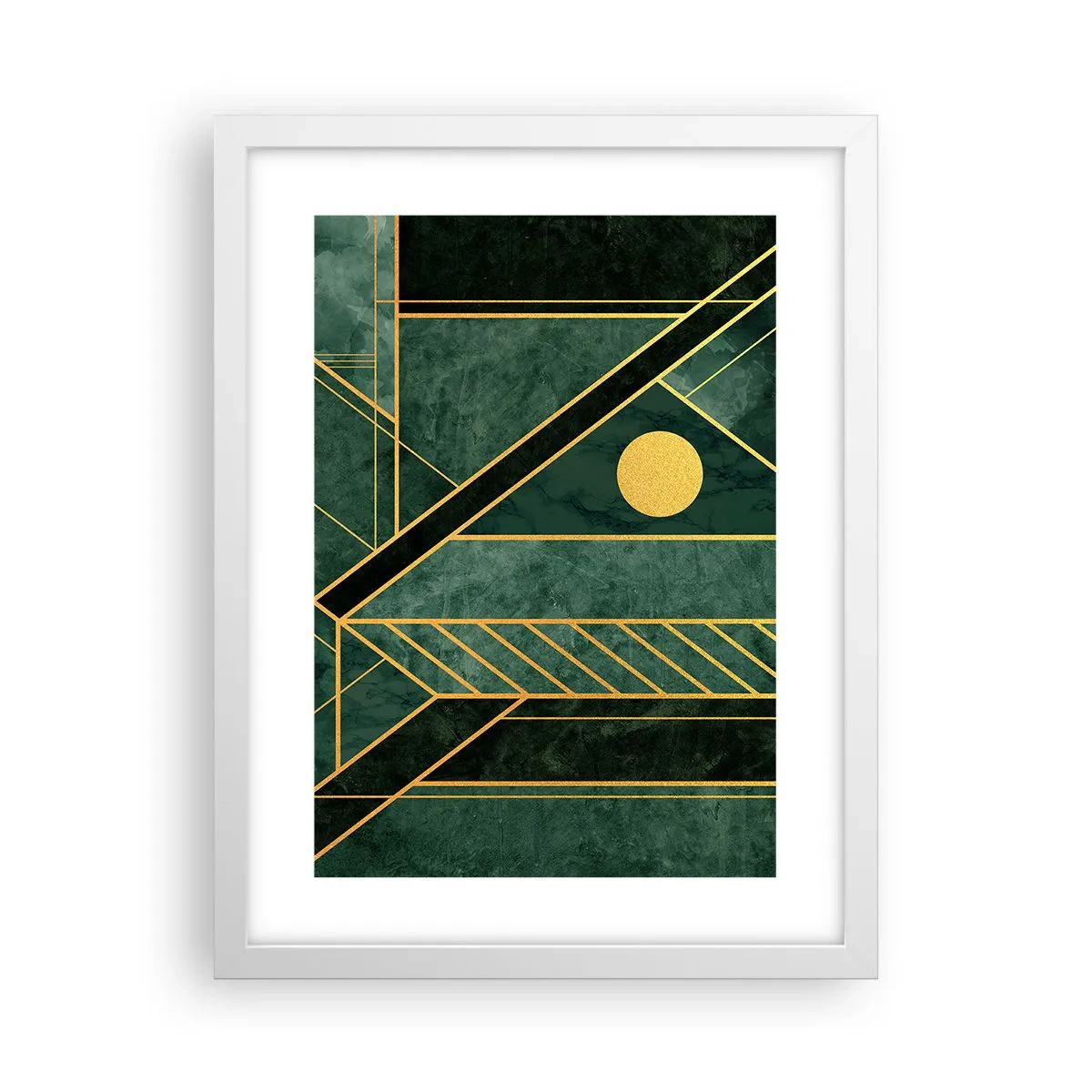 Poster in een witte lijst - Dynamiek van goud en azuur - 30x40 cm