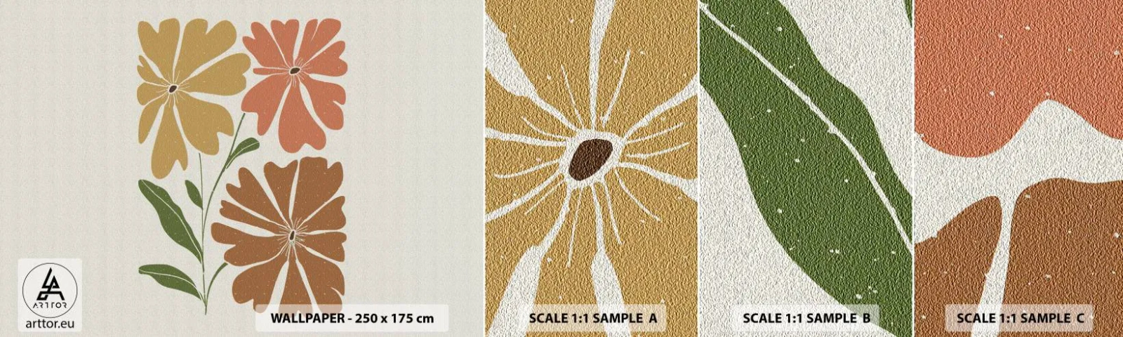 Fotobehang Monster Zelfklevend Deluxe Sticker - Natuur en geometrie - Boho, Bloemen, Minimalisme - 100x30 cm