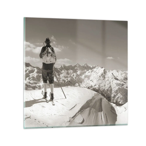 Schilderen op glas - En de bergen blijven onveranderd - 30x30 cm