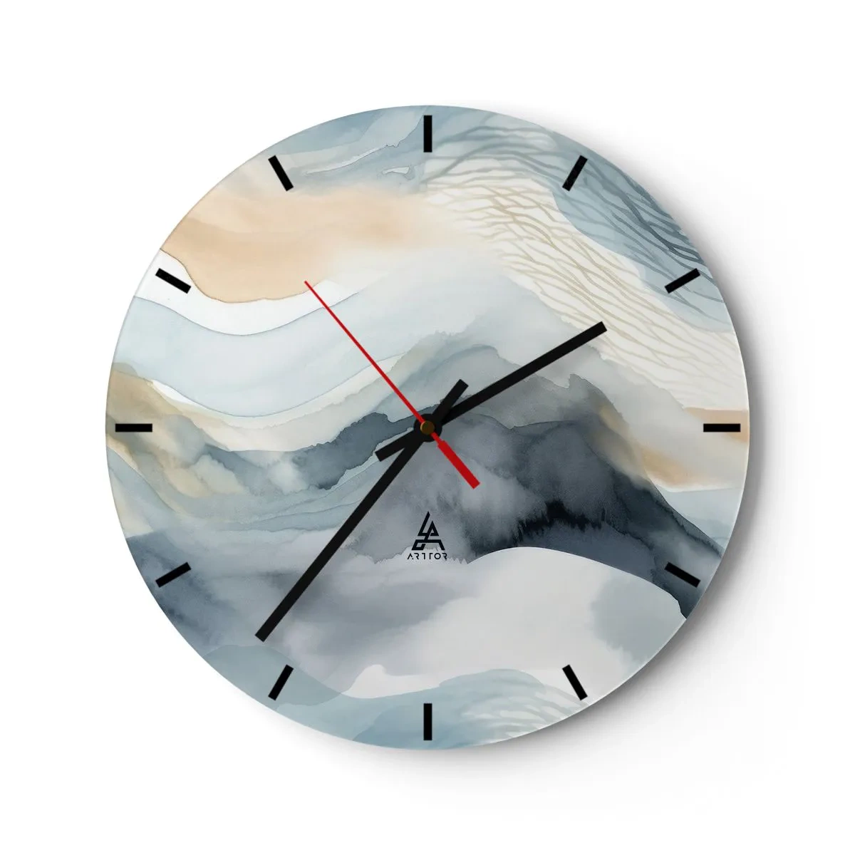 Wandklok - Klok - Besneeuwde en mistige abstractie - 40x40 cm