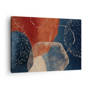 Schilderen op canvas - Abstracte vormen in tinten rood en blauw - 70x50cm - De lichtheid van het zijn - Moderne wanddecoratie voor woonkamer en slaapkamer ARTTOR