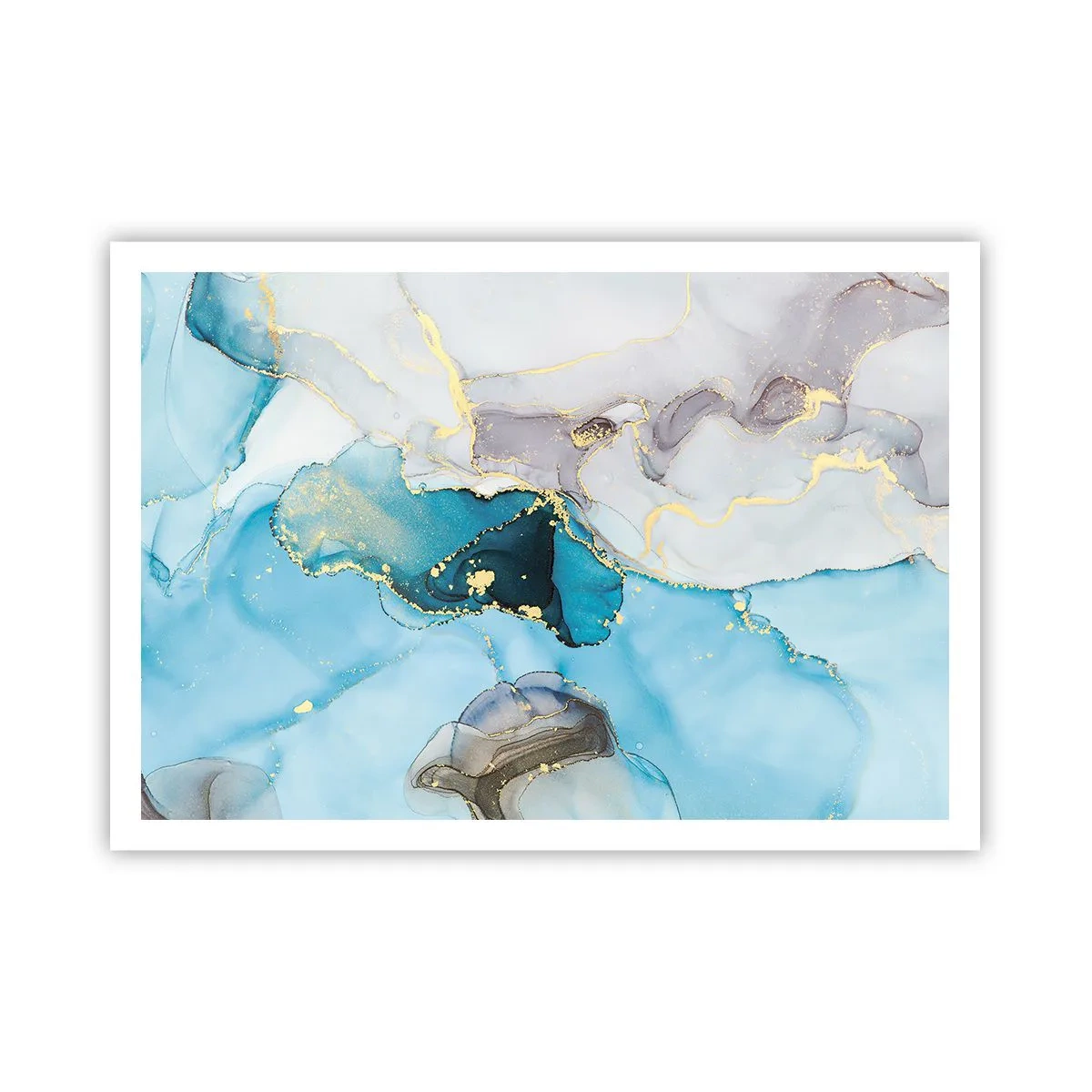 Poster - Een studie van de ontmoeting van grijs en turkoois - 100x70 cm
