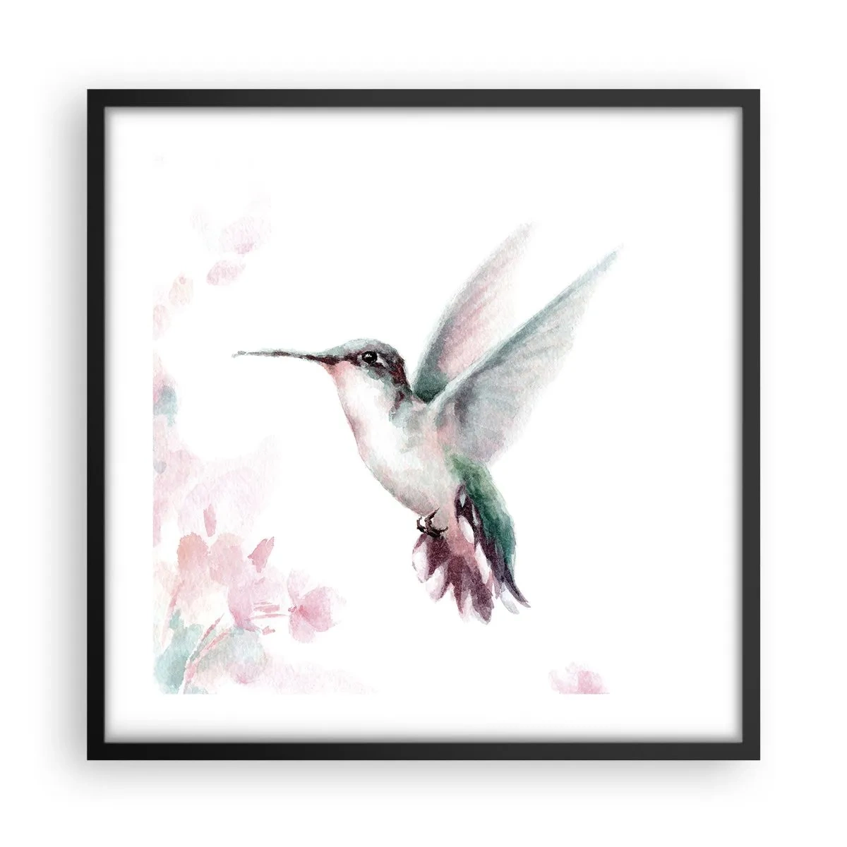 Poster in een zwarte lijst - Vastgehouden tijdens fladderen - 50x50 cm