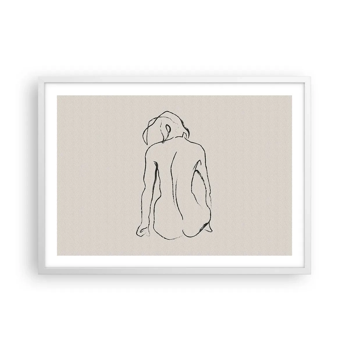 Poster in een witte lijst - Naakt meisje - 70x50 cm