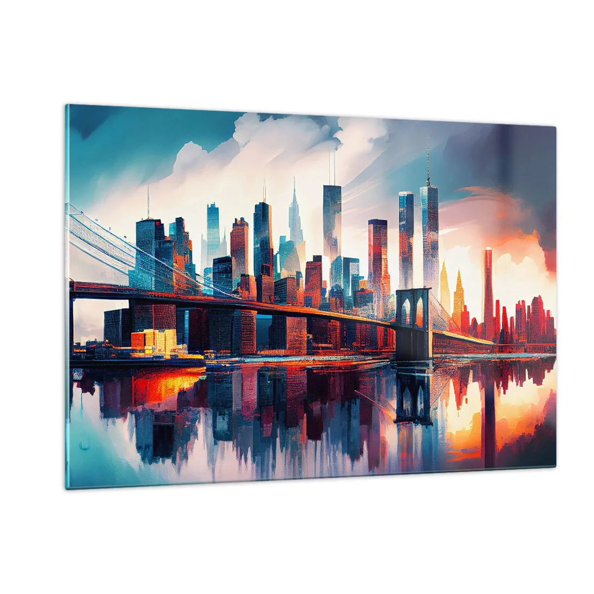 Schilderen op glas - Een droomachtig New York - 120x80 cm