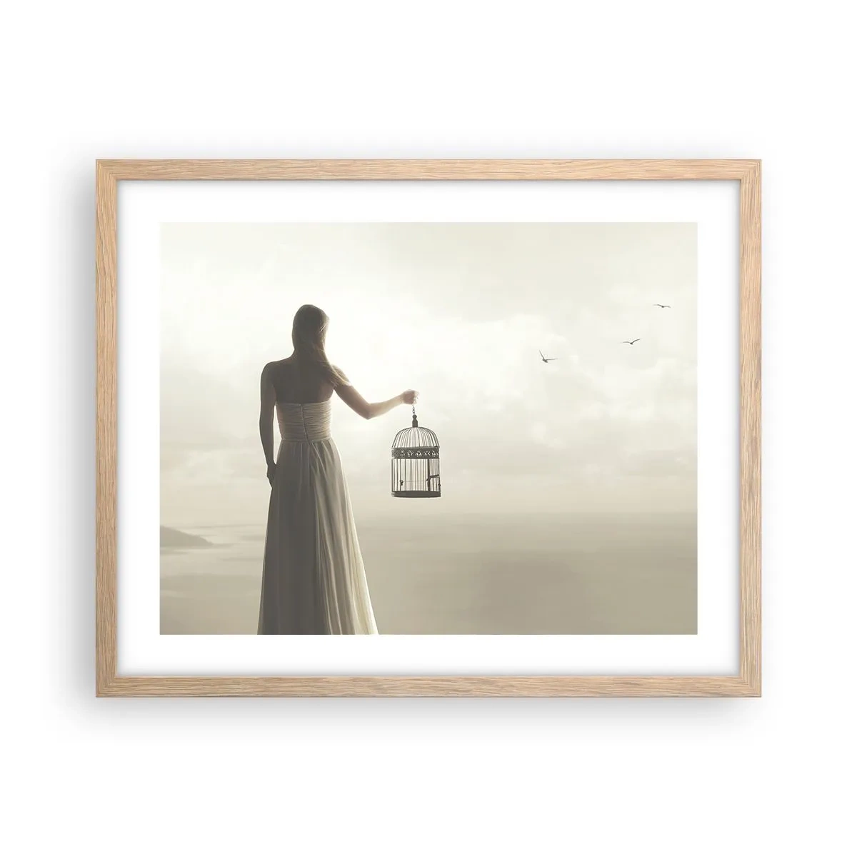 Een poster in een licht eiken lijst - Wees vrij - 50x40 cm