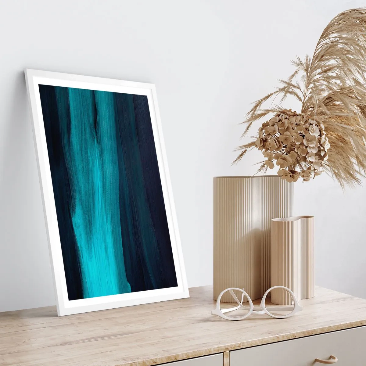 Poster in een witte lijst - Ga met de stroom mee - 40x50 cm