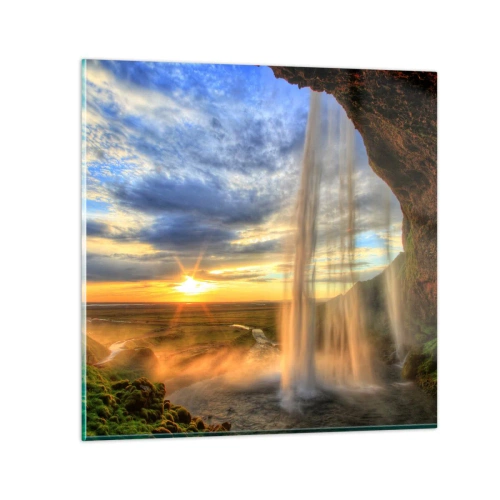 Schilderen op glas - De wereld achter een sluier van druppels - 70x70 cm